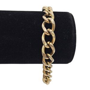 VTG Gold Toned Cuban Chain Link Wristlet Bracelet Classy Elegant Business Casual
